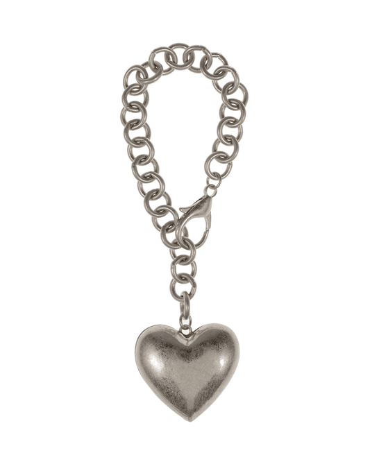 Puffy Metal Heart Bracelet & Key Chain