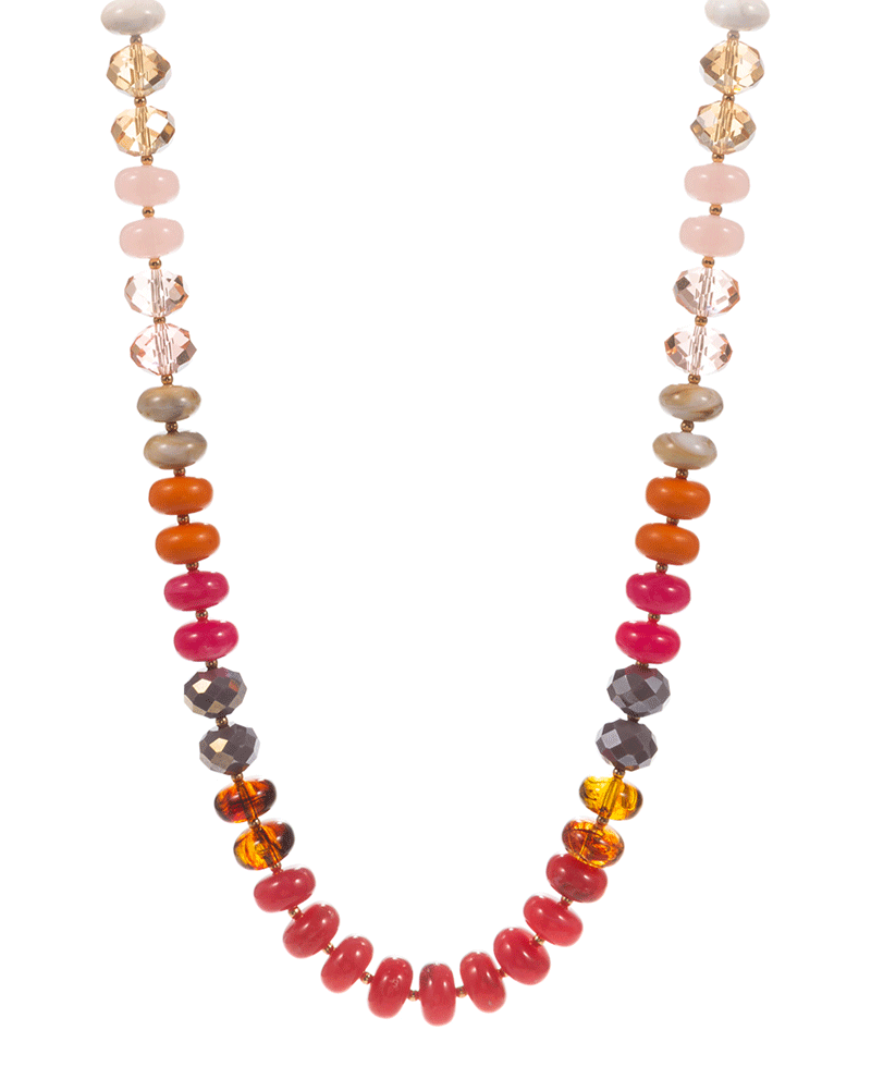 Round Multi Bead Short Necklace - 17"