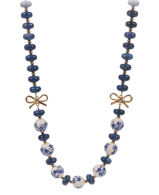 Multi Bead w/ Ribbon Short Necklace