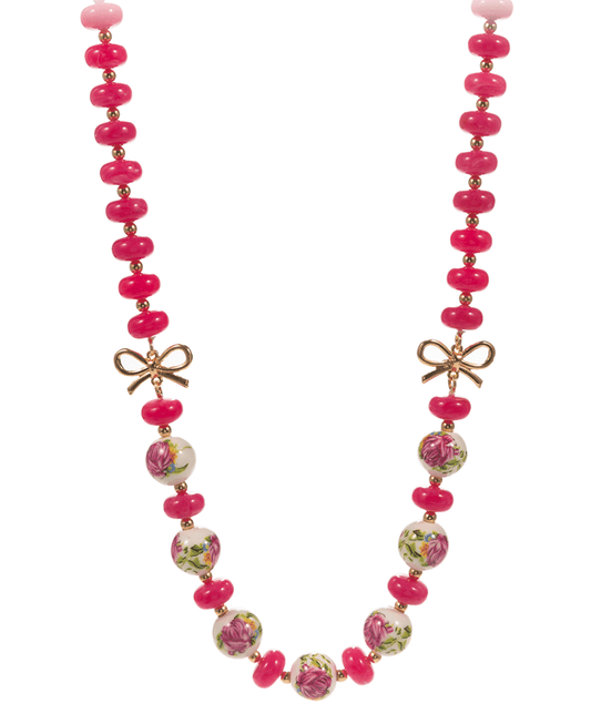 Multi Bead w/ Ribbon Short Necklace