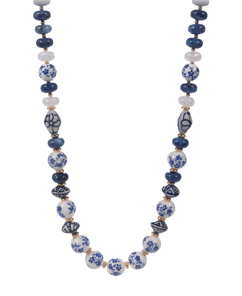 Multi Ceramic Bead Short Necklace - 17"