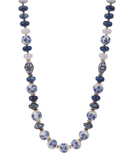 Multi Ceramic Bead Short Necklace - 17"