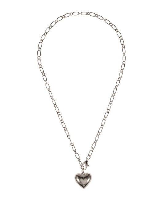 Puffy Metal Heart Short Necklace - 18"