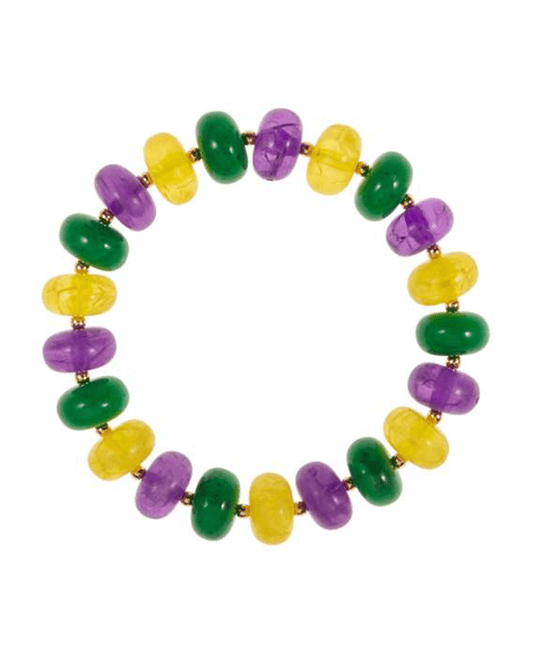 Round Mardi Gras Resin Beads Stretch Bracelet