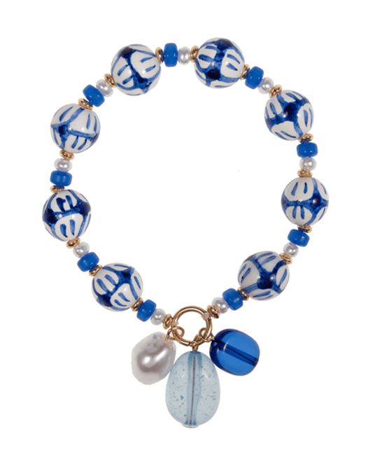 Ceramic Beads w/ Resin & Pearl Charms Bracelet