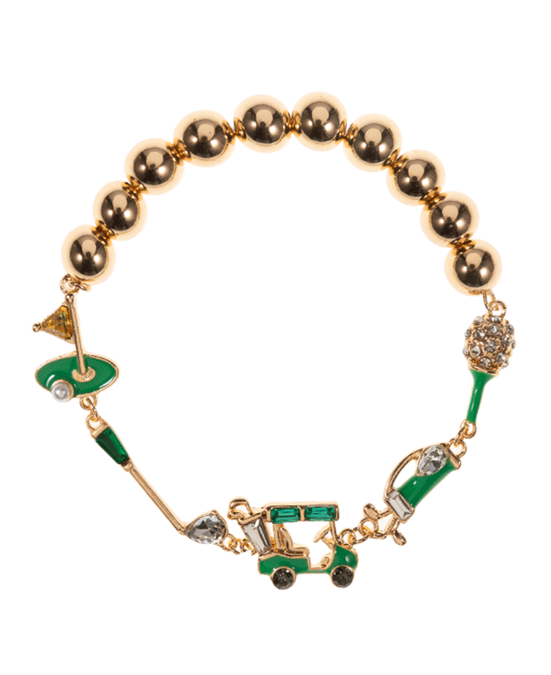 Golf Themed Metal & Enamel Stretch Bracelet