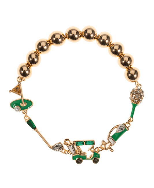 Golf Themed Metal & Enamel Stretch Bracelet