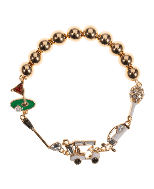 Golf Themed Metal & Enamel Stretch Bracelet