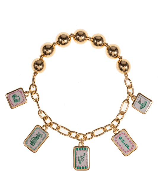 Golf Themed Pattern Printed Metal Charms Bracelet