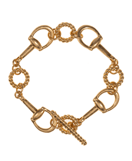 Horsebit Shape Link Toggle Clasp Bracelet