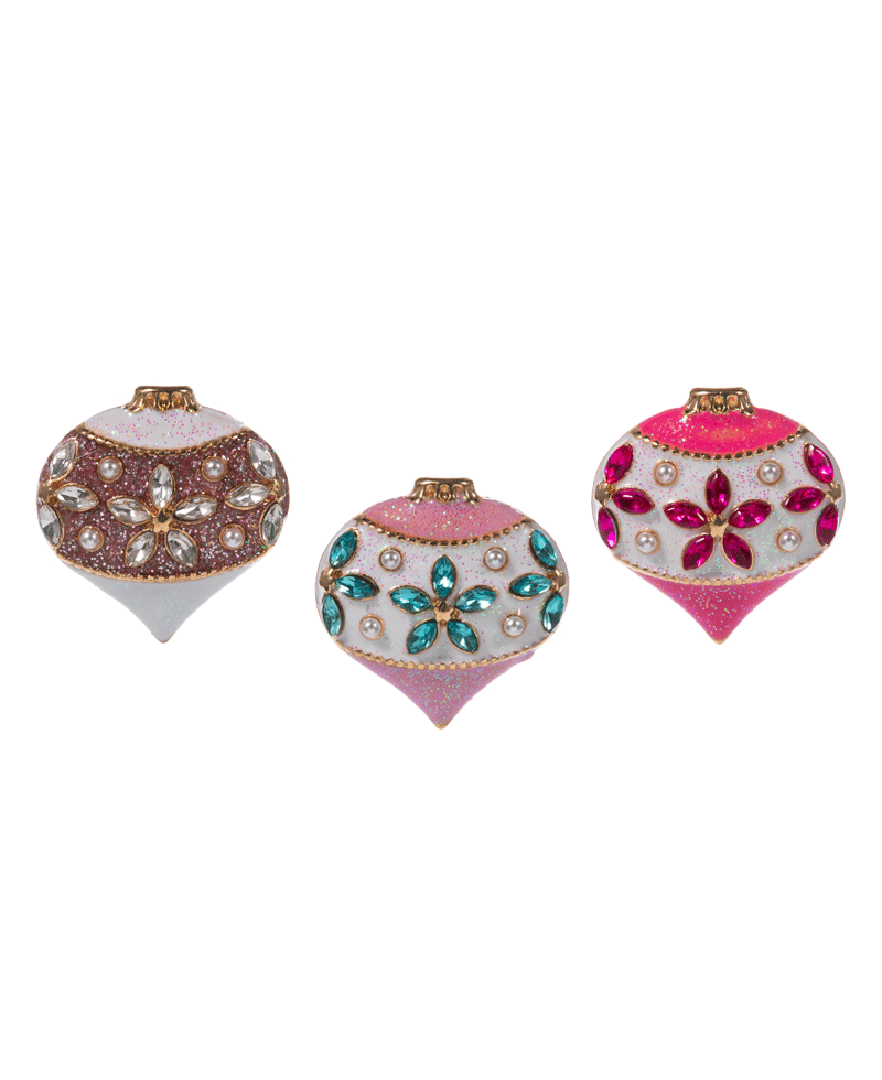 Christmas Ornament Shaped Enamel & Stone Details Brooch