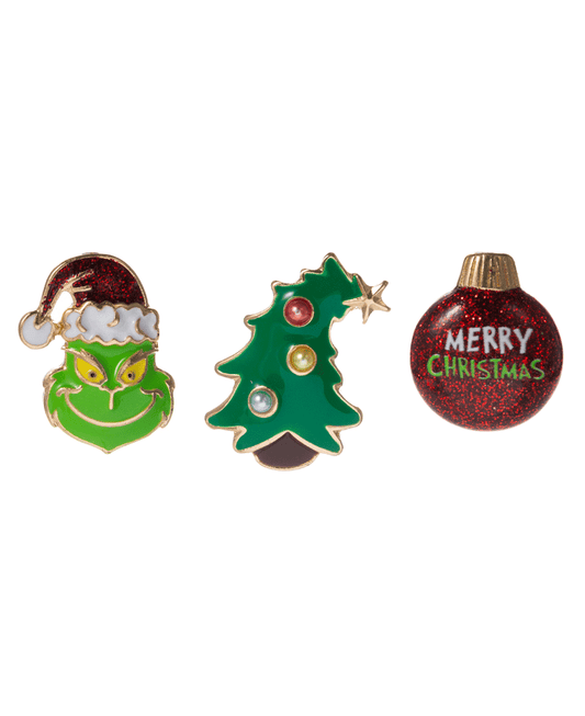 Mixed Christmas Icons Color Enamel 3 Set Brooch - 1.0"