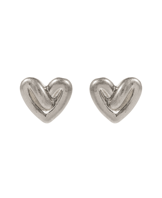 Puffy Metal Heart Hypo Titanium Post Earring - 1.0"