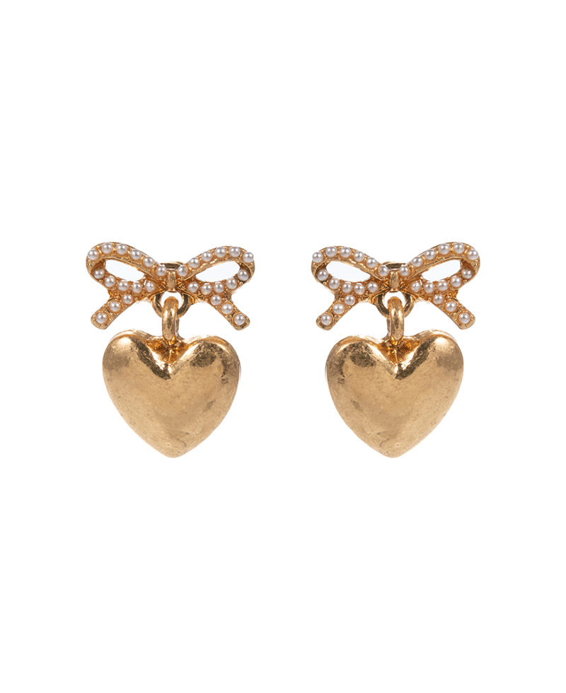 Bow w/ Heart Hypo Titanium Post Earring - 0.75"