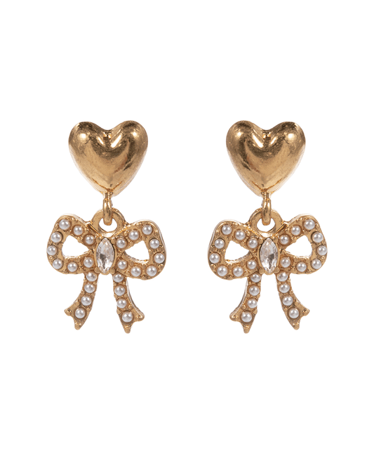 Bow w/ Heart Hypo Titanium Post Earring