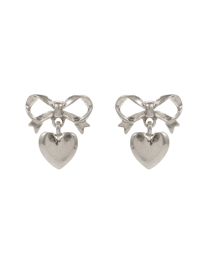 Bow w/ Heart Hypo Titanium Post Earring - 1.0"