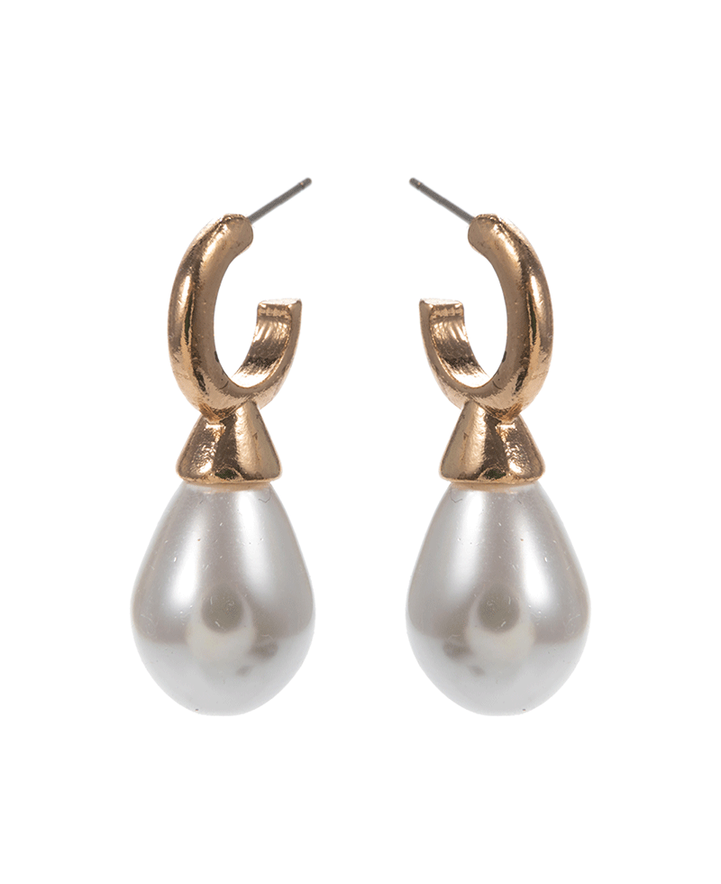 Teardrop Pearl Hypo Titanium Hoop Earring - 1.25"