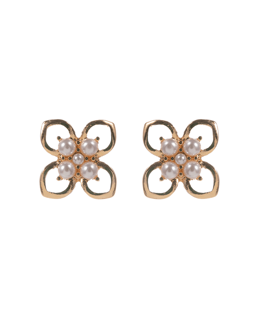Flower Shape Pearl Hypo Titanium Post Earring - 1.0"