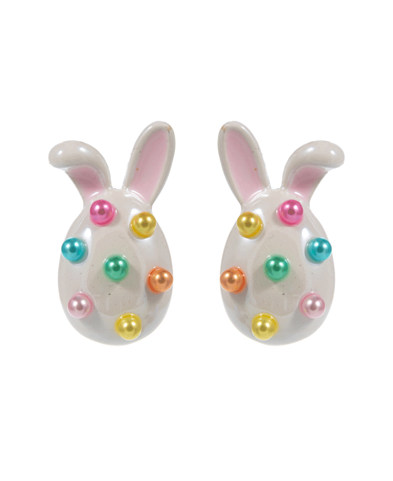 Easter Egg w/ Rabbit Ear Hypo Post Earring - 0.75"