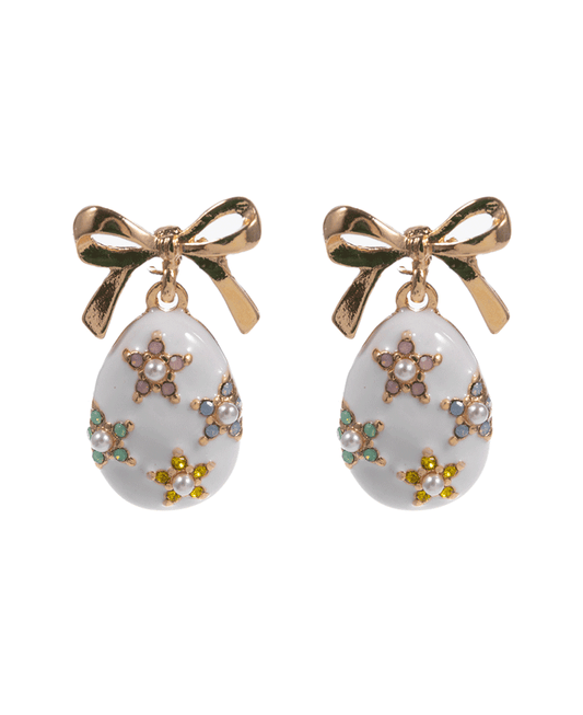 Enameled Easter Egg w/ Metal Bow Hypo Earring - 1.25"