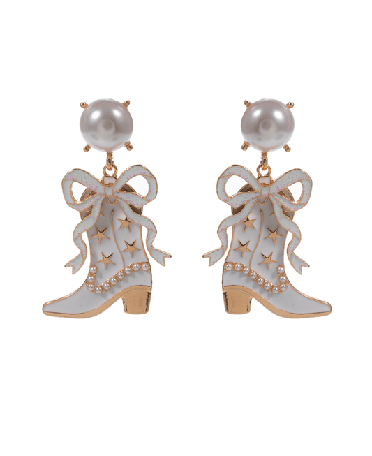 Boots w/ Wedding Bow Hypo Post Earring - 2.0"