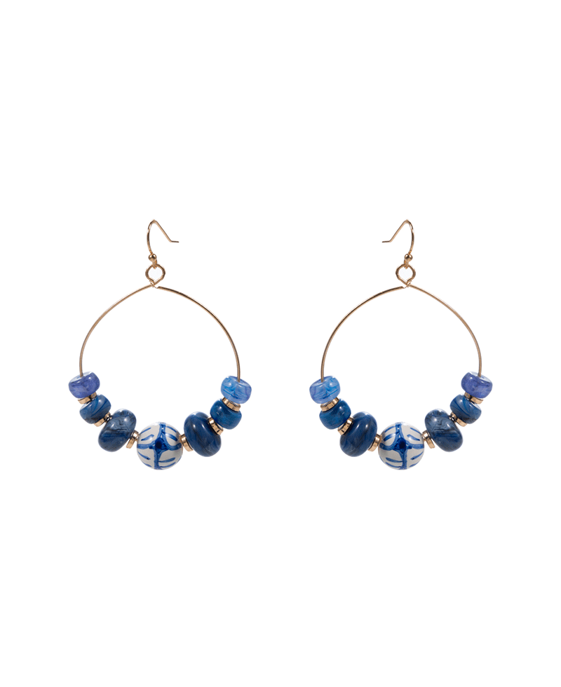 Multi Resin & Ceramic Bead Earring - 2.25"