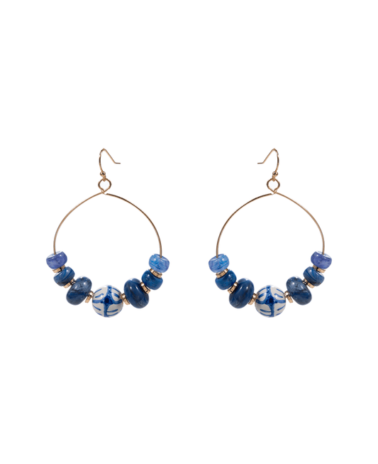 Multi Resin & Ceramic Bead Earring - 2.25"