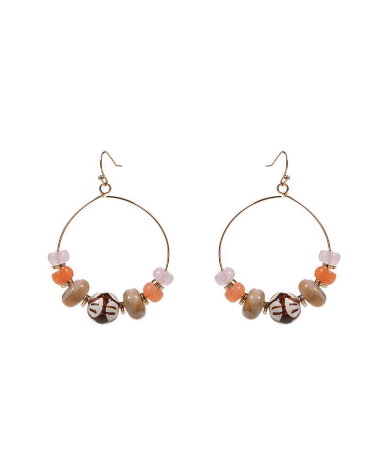 Multi Resin & Ceramic Bead Earring - 2.25"