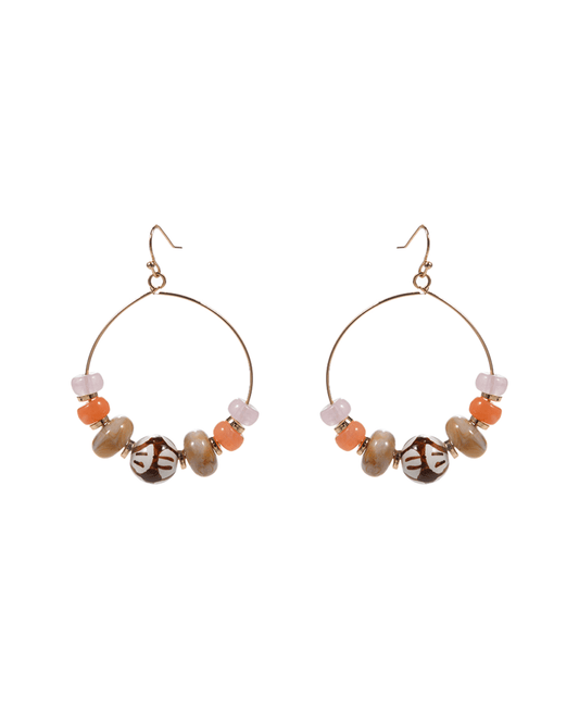 Multi Resin & Ceramic Bead Earring - 2.25"