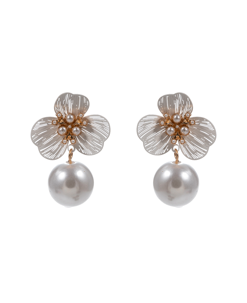 Coated Flower w/ Pearl Hypo Titanium Post Earring - 1.25"