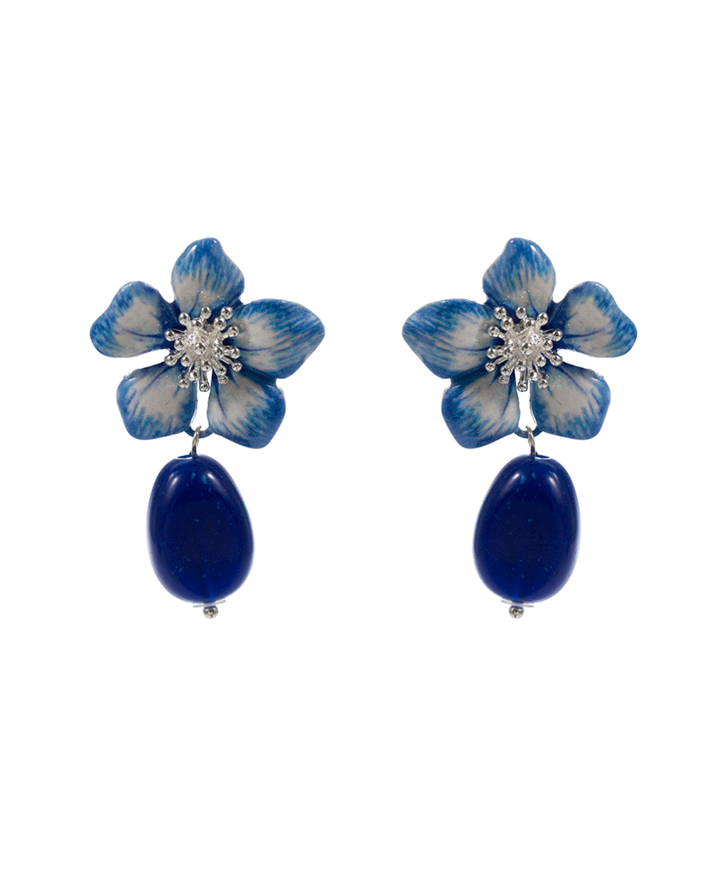 Flower Color Printed w/ Resin Bead Hypo Earring - 2.0"
