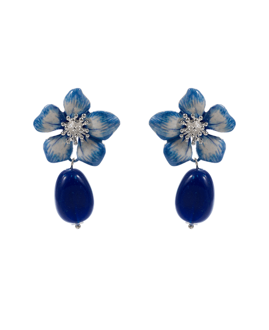 Flower Color Printed w/ Resin Bead Hypo Earring - 2.0"