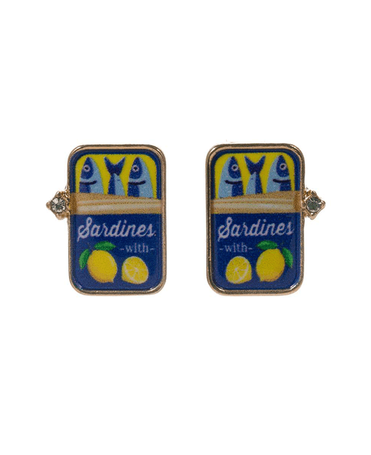 Sardines Can Print Hypo Titanium Post Earring - 0.75"