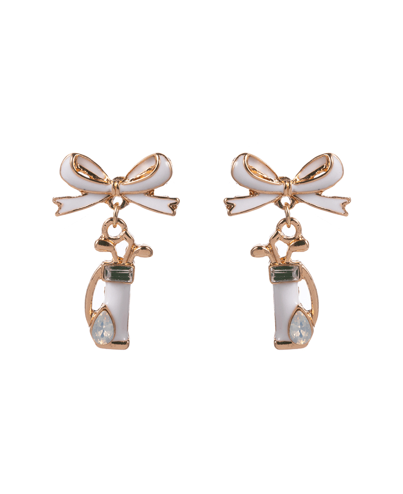 Golf Bag w/ Bow Enamel Hypo Titanium Earring - 1.0"