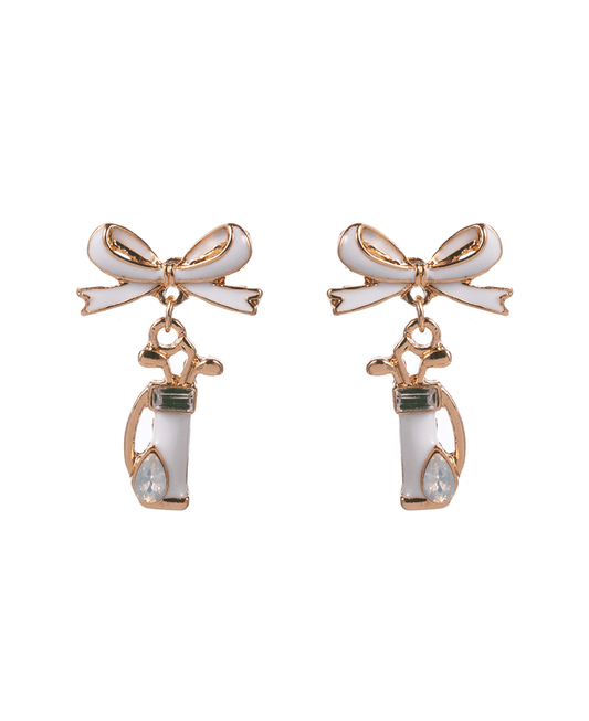 Golf Bag w/ Bow Enamel Hypo Titanium Earring - 1.0"