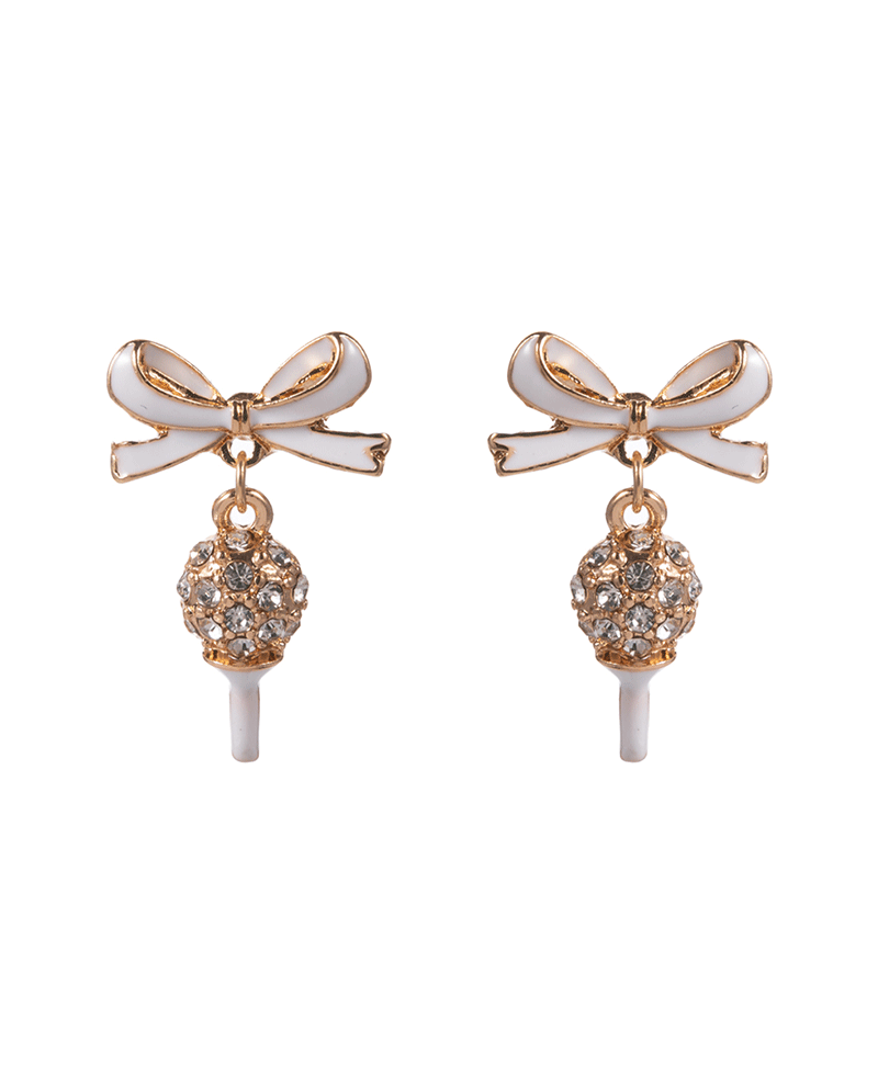 Golf Pink w/ Bow Enamel Hypo Titanium Post Earring - 1.0"