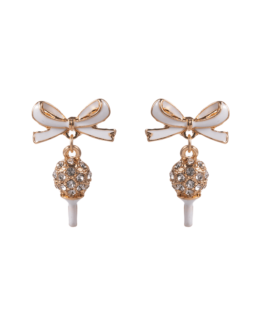 Golf Pink w/ Bow Enamel Hypo Titanium Post Earring - 1.0"