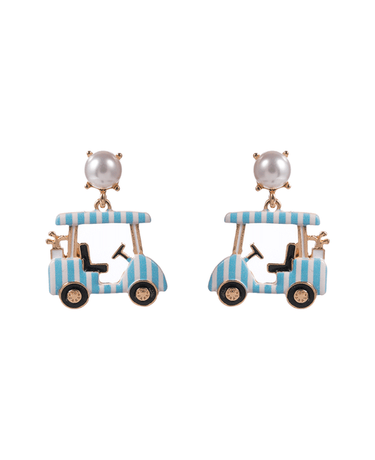 Golf Cart w/ Enamel Printed Hypo Titanium Earring - 1.25"