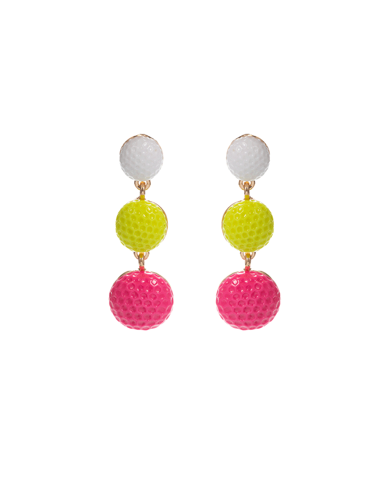 Golf Ball Epoxy Stone Hypo Post Earring - 1.75"