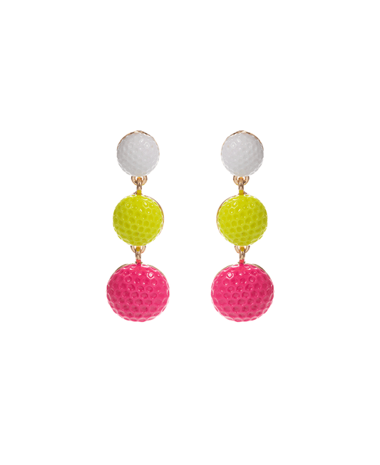 Golf Ball Epoxy Stone Hypo Post Earring - 1.75"