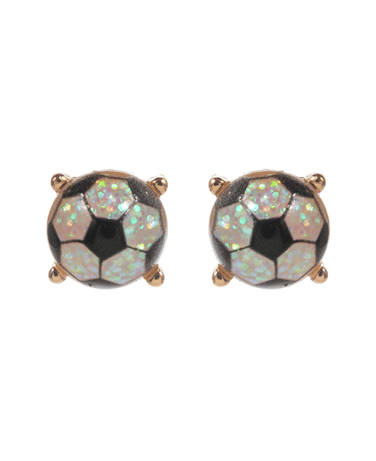 Soccer Ball Glitter Stone Hypo Post Earring - 0.5"