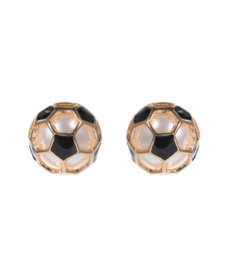 Soccer Ball Metal w/ Pearl Hypo Earring - 0.5"