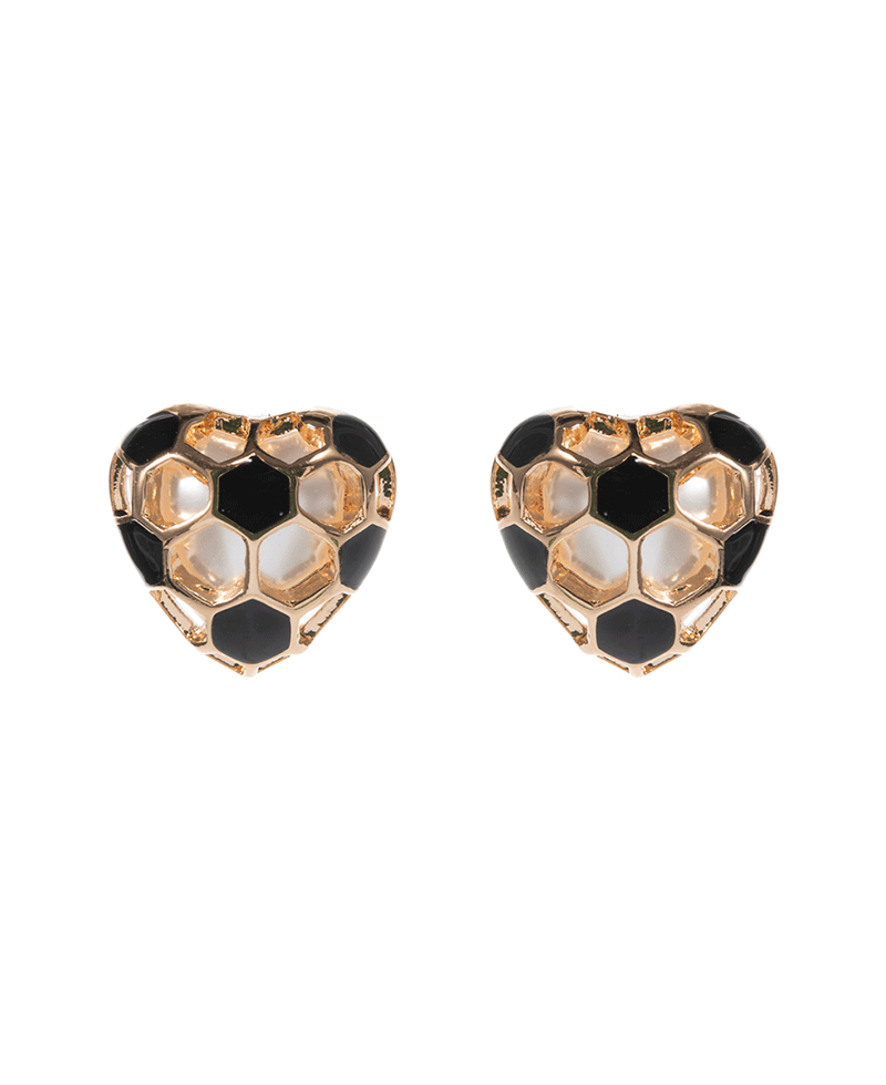 Heart Soccer Ball Metal w/ Pearl Hypo Earring - 0.75"