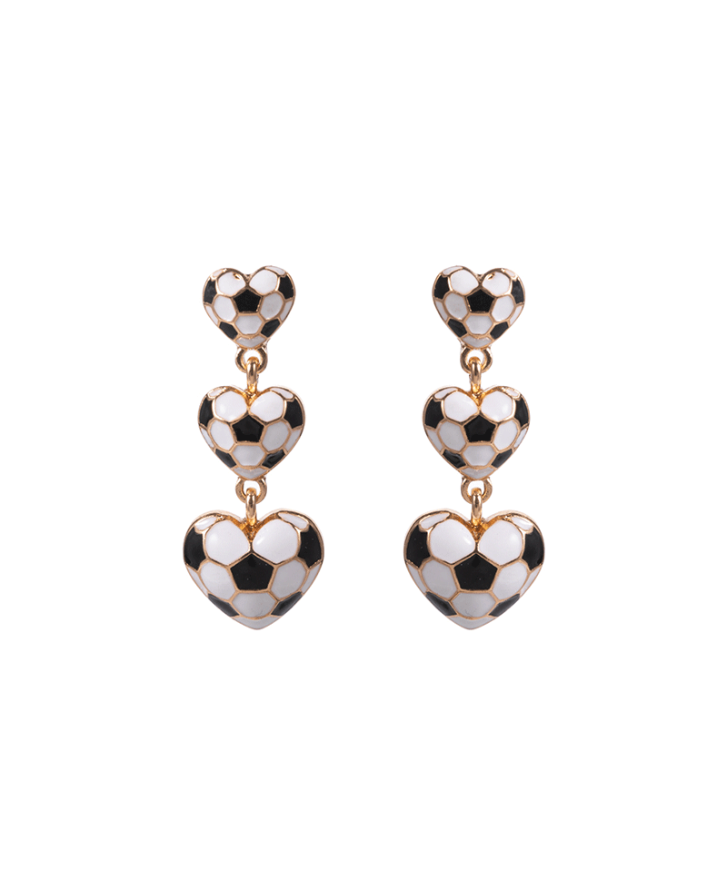 Heart Soccer Ball 3 Drop Enamel Hypo Earring - 1.75"
