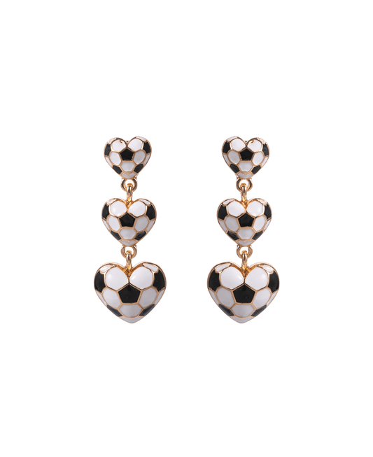 Heart Soccer Ball 3 Drop Enamel Hypo Earring - 1.75"