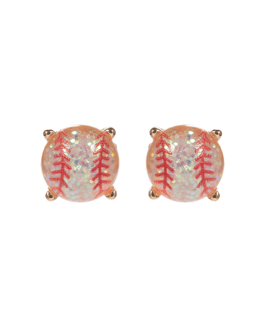 Baseball Glitter Stone Hypo Earring - 0.5"