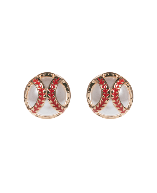 Puffy Baseball Frame w/ Pearl Hypo Earring - 0.5"