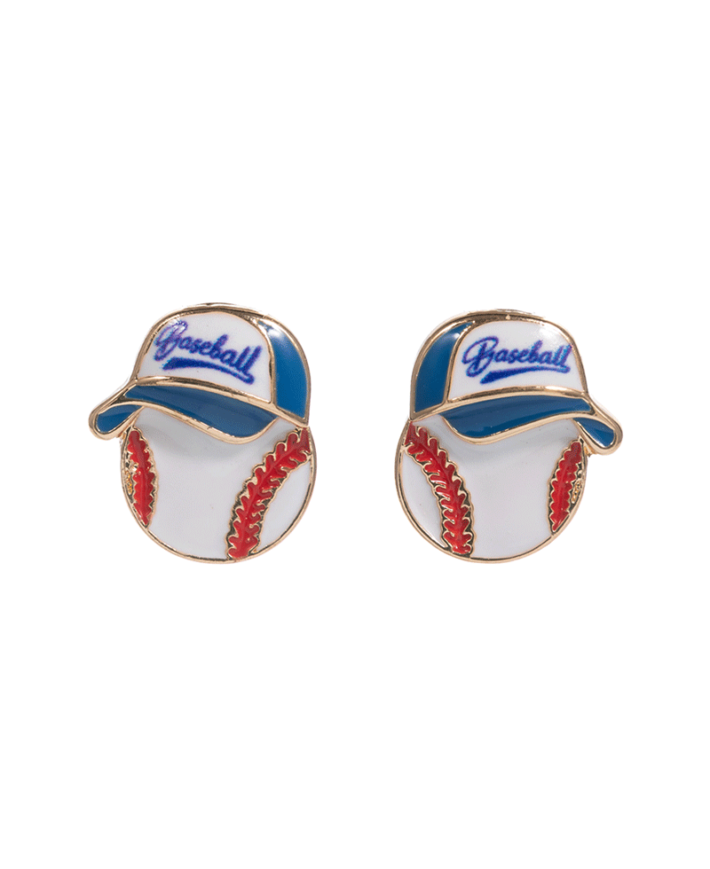 Baseball w/ Cap Enamel Hypo Earring - 0.75"