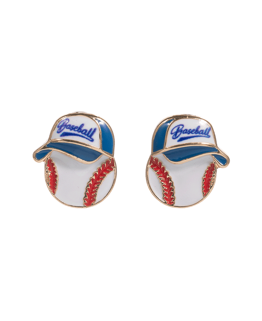 Baseball w/ Cap Enamel Hypo Earring - 0.75"