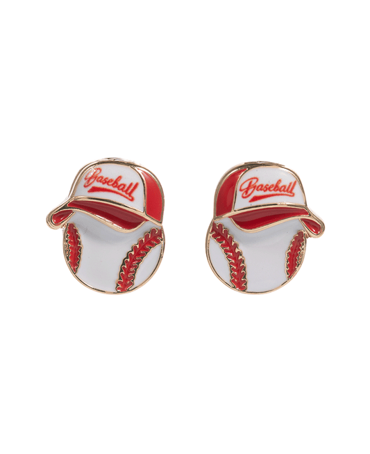 Baseball w/ Cap Enamel Hypo Earring - 0.75"